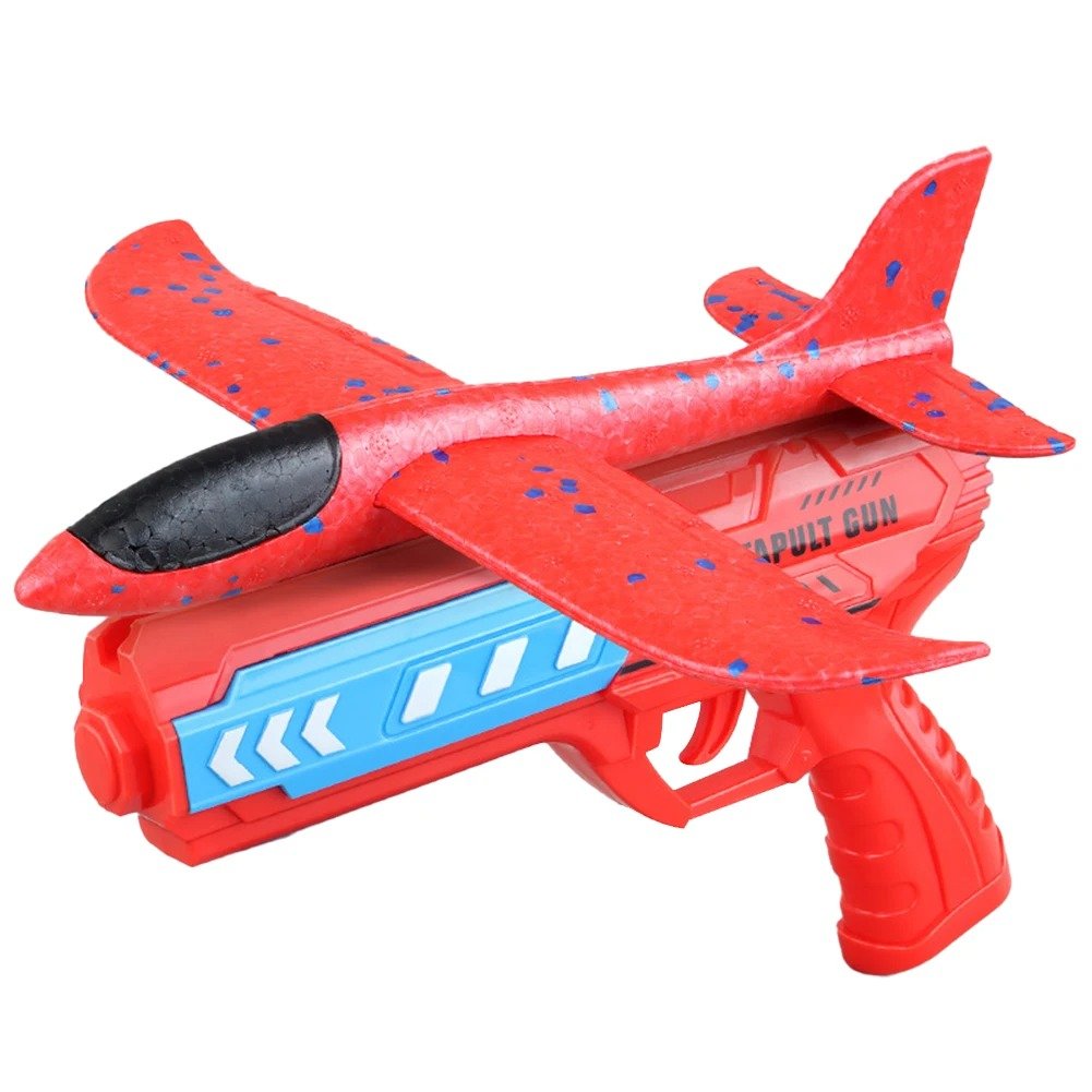 Glowing Foam Aircraft Launcher: Catapult Flying Fun (Red )