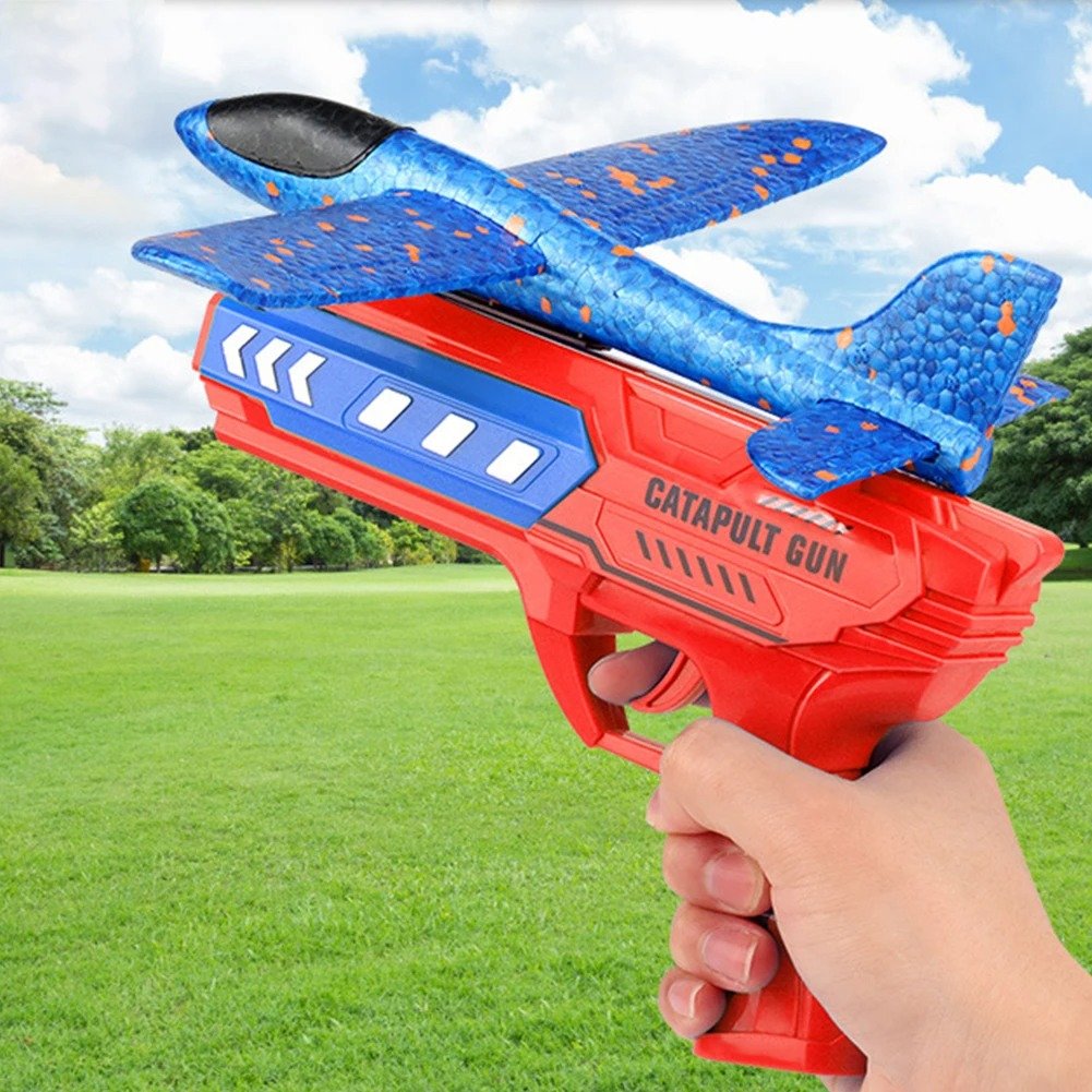 Glowing Foam Aircraft Launcher: Catapult Flying Fun (Red ) - Image 3